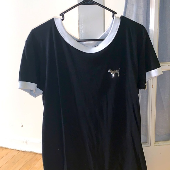 LARGE Victoria’s Secret Pink Logo Bedazzled Tee - Picture 1 of 5